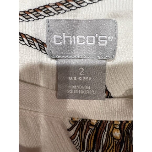 Women’s Chico’s Chicos Top White Chain Tassels Long Sleeve Blouse Large/2/12 - Picture 4 of 6